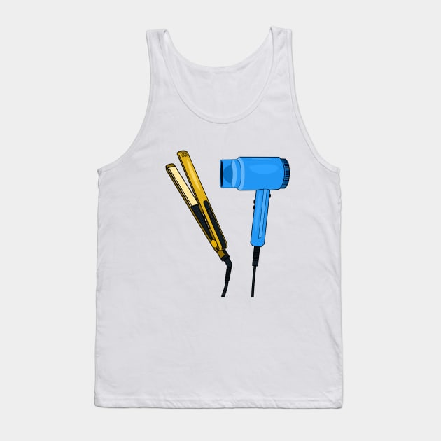 Hair dryer & hair straightener illustration Tank Top by Miss Cartoon